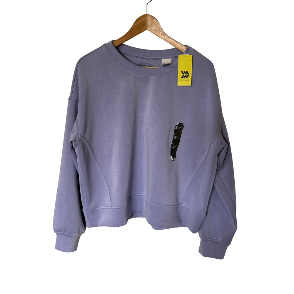 All in‎ Motion Sweatshirt Womens XL Lavender New Open Back Cutout Relaxed Fit